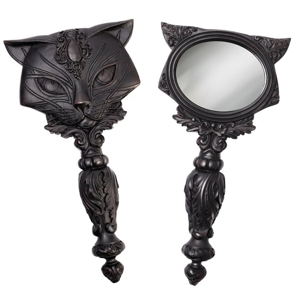 Black Cat Hand Mirror Alchemy Gothic Sacred Cat Divine Feline